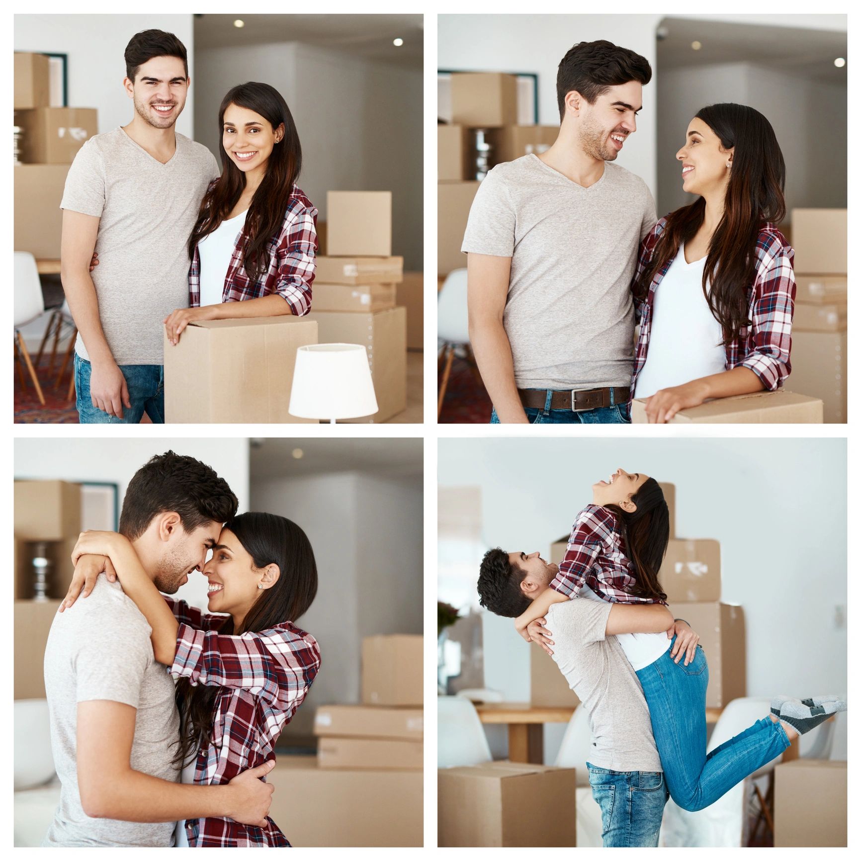 Happy couple in their new home